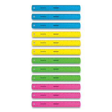 Westcott® Non-shatter Flexible Ruler, Standard-metric, 12" (30 Cm) Long, Plastic, Assorted Translucent Colors, 12-box freeshipping - TVN Wholesale